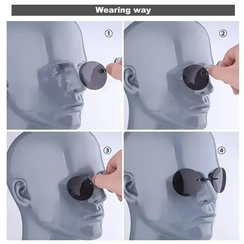 1-2PCS Clip On Nose Glasses Round Rimless Matrix Morpheus Sunglasses Mini Frameless Vintage Men Eyeglasses image 6