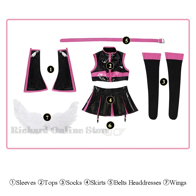 2.5 Dimensional Seduction Miriella Liliel Lilysa Amano Mikari Tachibana Cosplay Costume Set Wig Anime Halloween Wing Women Sexy