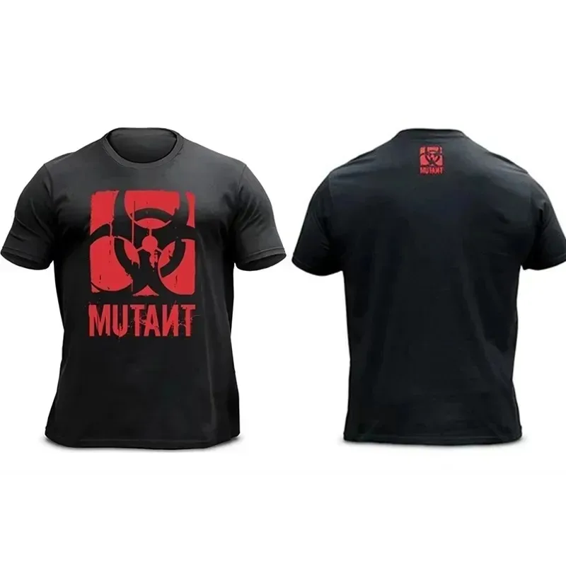 Summer Gym Men's T Shirt MUTANT Print 100% Cotton Fitness Women Graphic T-Shirts High Quality Bodybuilding Tees Man Clothing