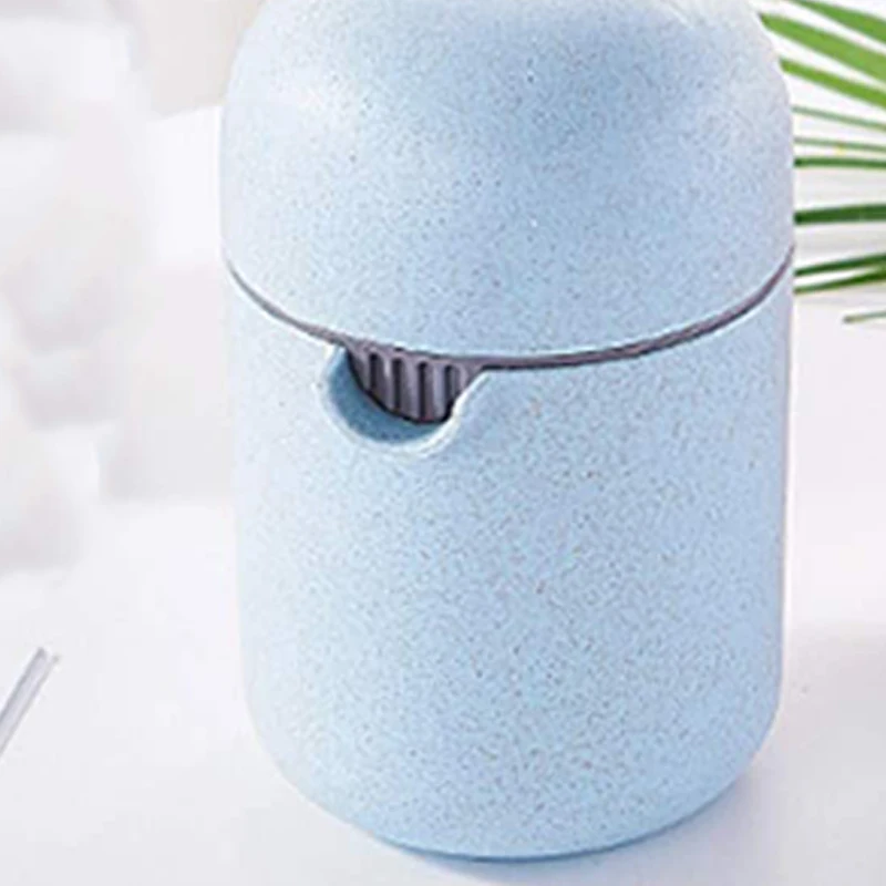 A25F-Portable Manual Juicers, Hand Juicer Citrus Orange Squeezer Manual Lid Rotation Press Reamer For Lemon Lime (Blue)
