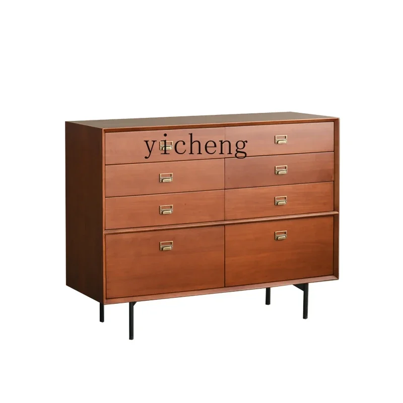 

ZC Living Room Solid Wood Black Chest of Drawer Bedroom Storage Cabinet Living Room Simple Modern Cabinet