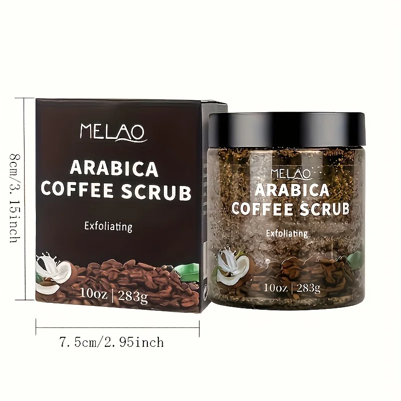 MELAO Arabica Coffee Scrub - All Natural Exfoliating Body Scrub for Skin Care Dead Sea Salt and Arabica Coffee Moisturizing