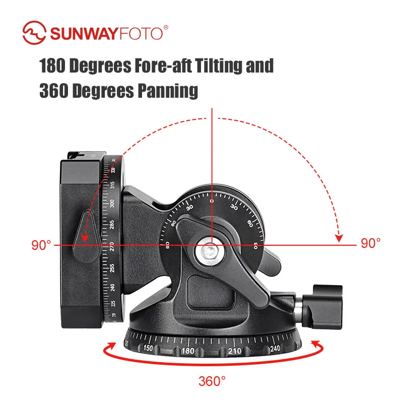 Imagem -04 - Sunwayfoto Dt03r Cabeça de Inclinação em Dois Sentidos para Monopé e Tripé com Rotação Panorâmica 15lbs Capacidade de Carga