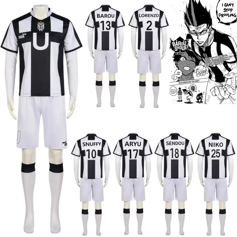 Siisi 2233Anime Blue Lock Barou Shouei disfraces Cosplay UBERS equipo Jersey Oliver Aiku uniforme de fútbol NIKO SENDOU SNUFFY Hallowe