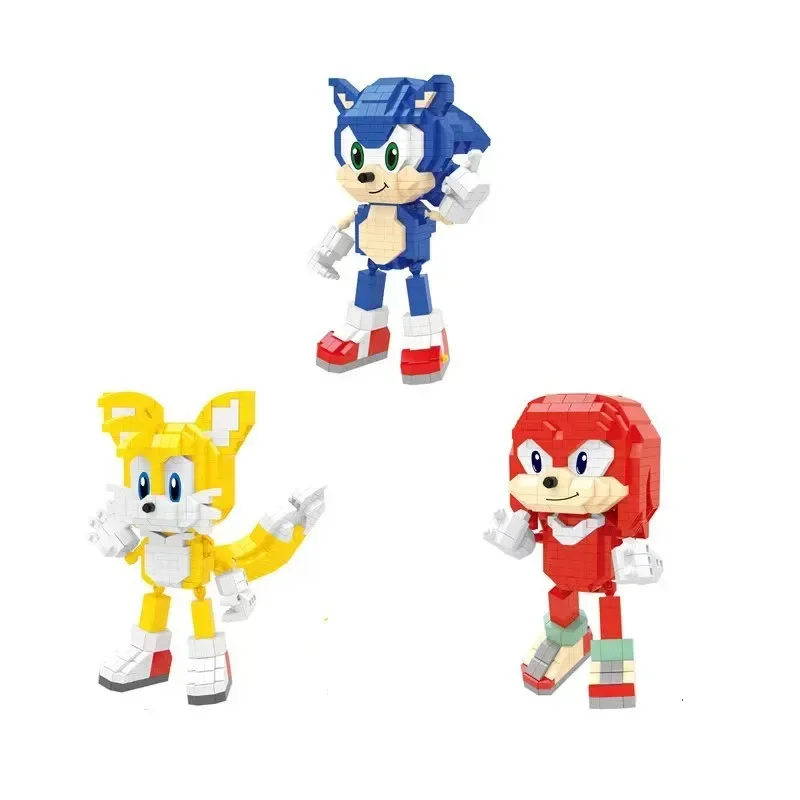 Personnages de jeu, modèle de marionnette sonique, jouet d'assemblage, hérisson, dessin animé, Puzzle pour enfants, blocs de construction, cadeaux de noël pour enfants