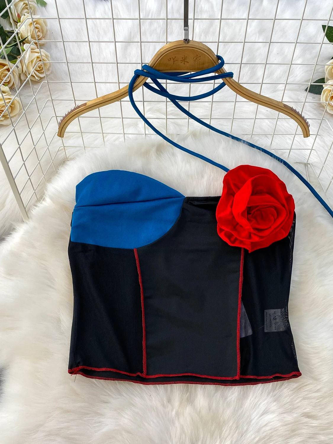Vaion Sle ort Color Blo 3D Flower Ne Hanging Tube Top + утягивающая длинная юбка с высокой талией и разрезом, женская мода