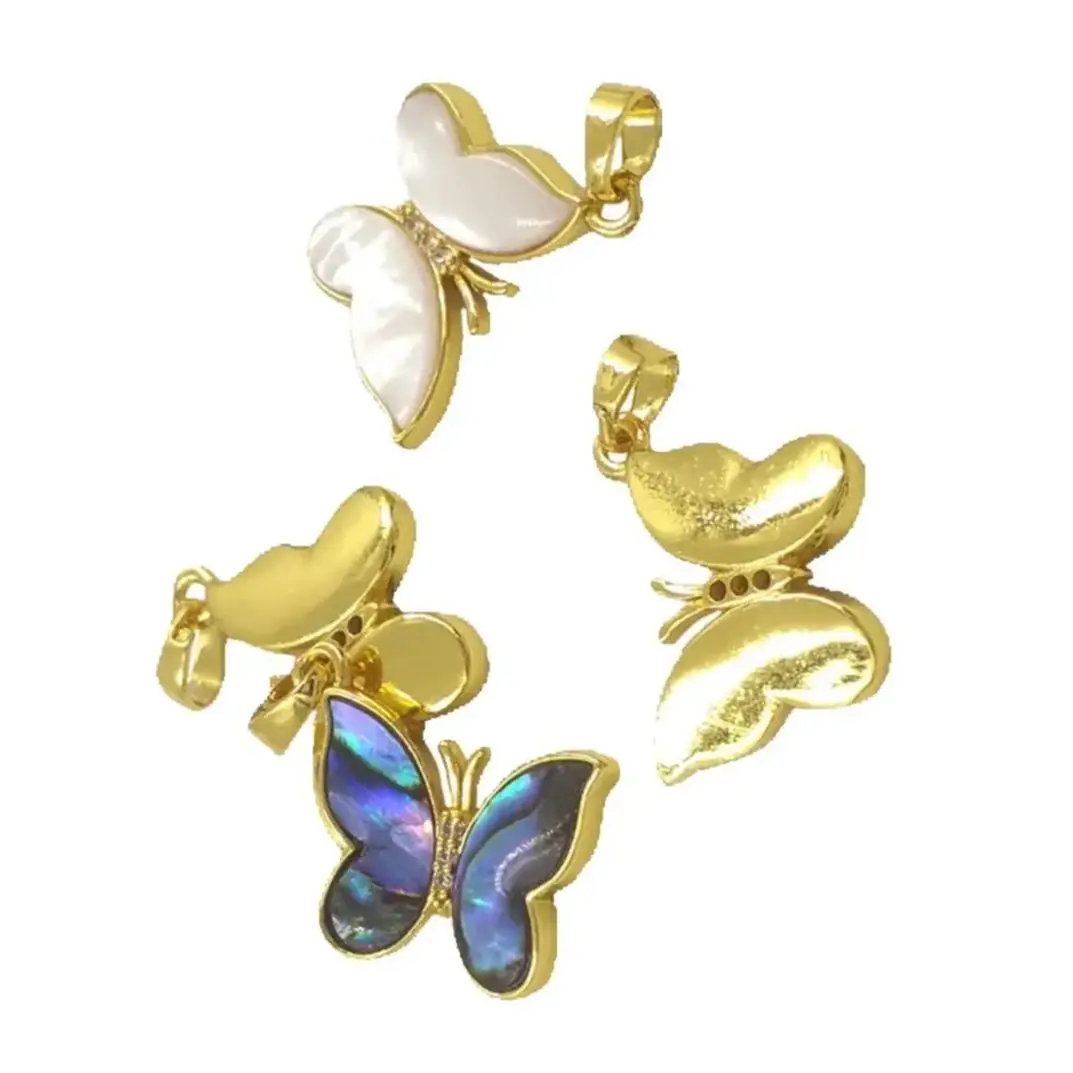 WT-JP381 Beautiful And Vivid Butterfly Abalone&White Shell Crafts Accessory For Girls Earring Or Necklace Finding