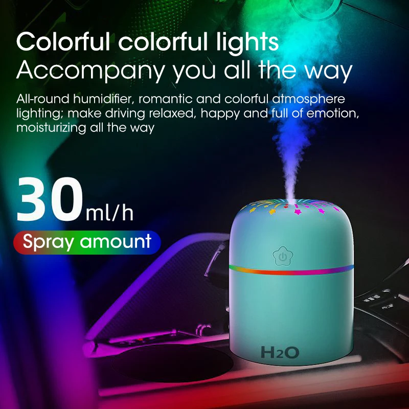 

Mini Car Air Humidifier USB Ultrasonic Essential Oil Diffuser Smart Purifier Home Aroma Anion Mist Maker LED Night Light