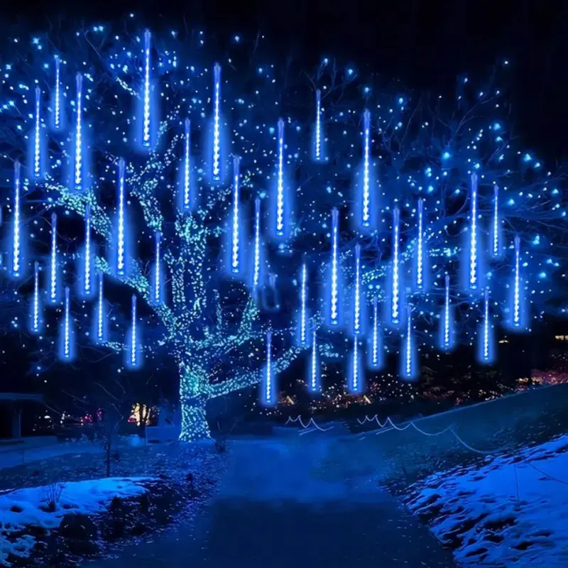 الاتحاد الأوروبي التوصيل النيزك دش مصباح ليد 8 أنابيب سقوط قطرة المطر سلسلة أضواء الزفاف عيد الميلاد عطلة إيف اقتراح المشهد الديكور