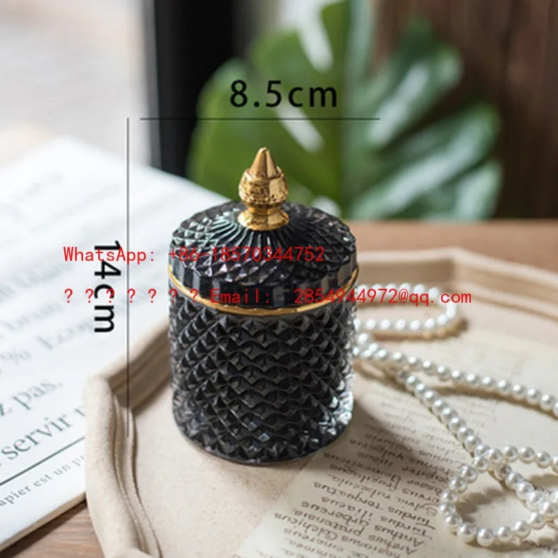 L   Luxury Multi Color Glass Storage Can with Lid Aromatherapy Bottle Minimalism