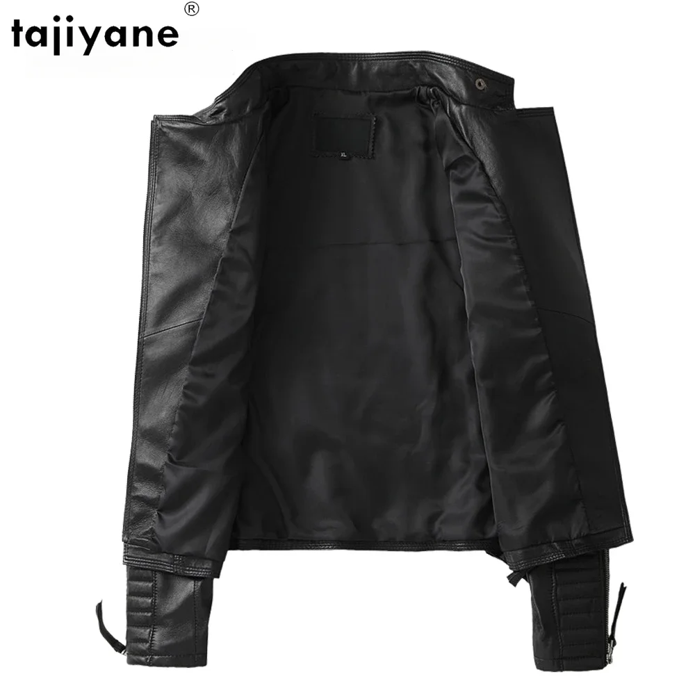 Женская Повседневная байкерская куртка Tajiyane, свободная верхняя одежда из натуральной кожи черного и красного цветов в стиле бойфренд
