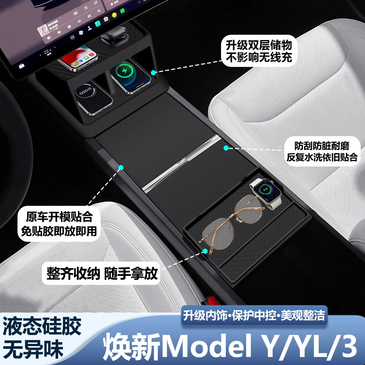 

For Tesla Model Y YL 3 2025 Central Control Panel Silicone Pad