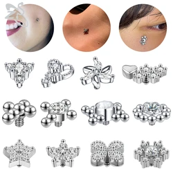 ZS 1 Piece AAA Zircon Micro Dermal Piercing Tiny Stainless Steel Dermal Anchor Flower Surface Piercings Skin Diver Body Jewelry