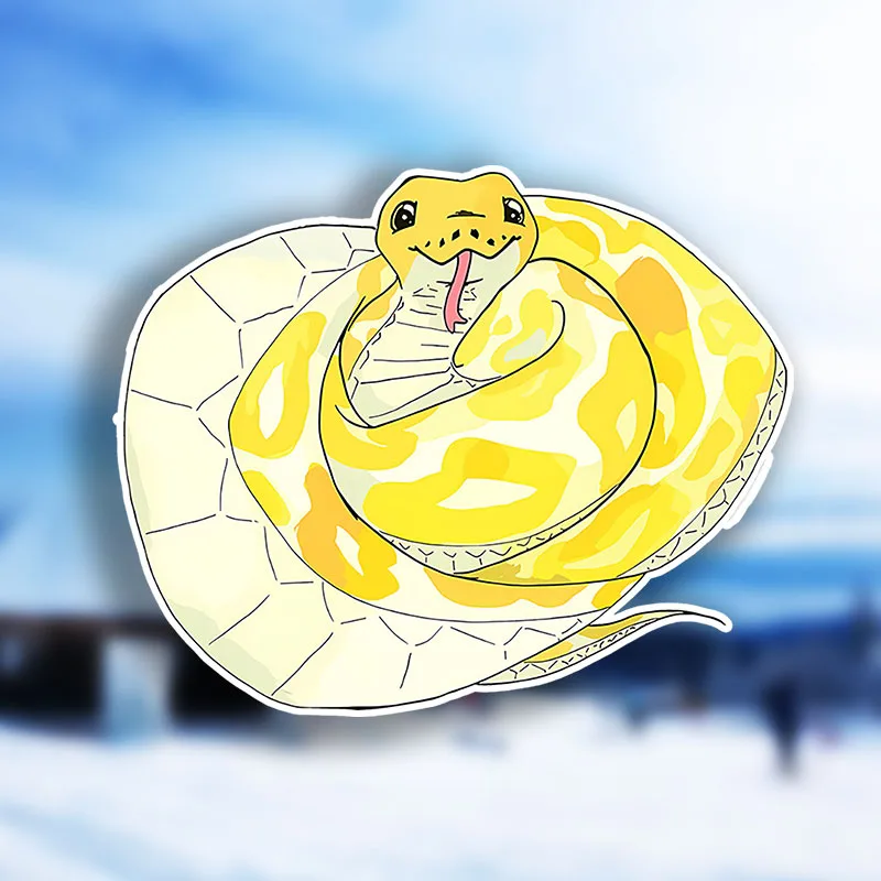 

1Pc Cute Yellow Coiled Snake Waterproof Vinyl Sticker for Car Laptop Water Bottle Motorcycle Wall Decor
