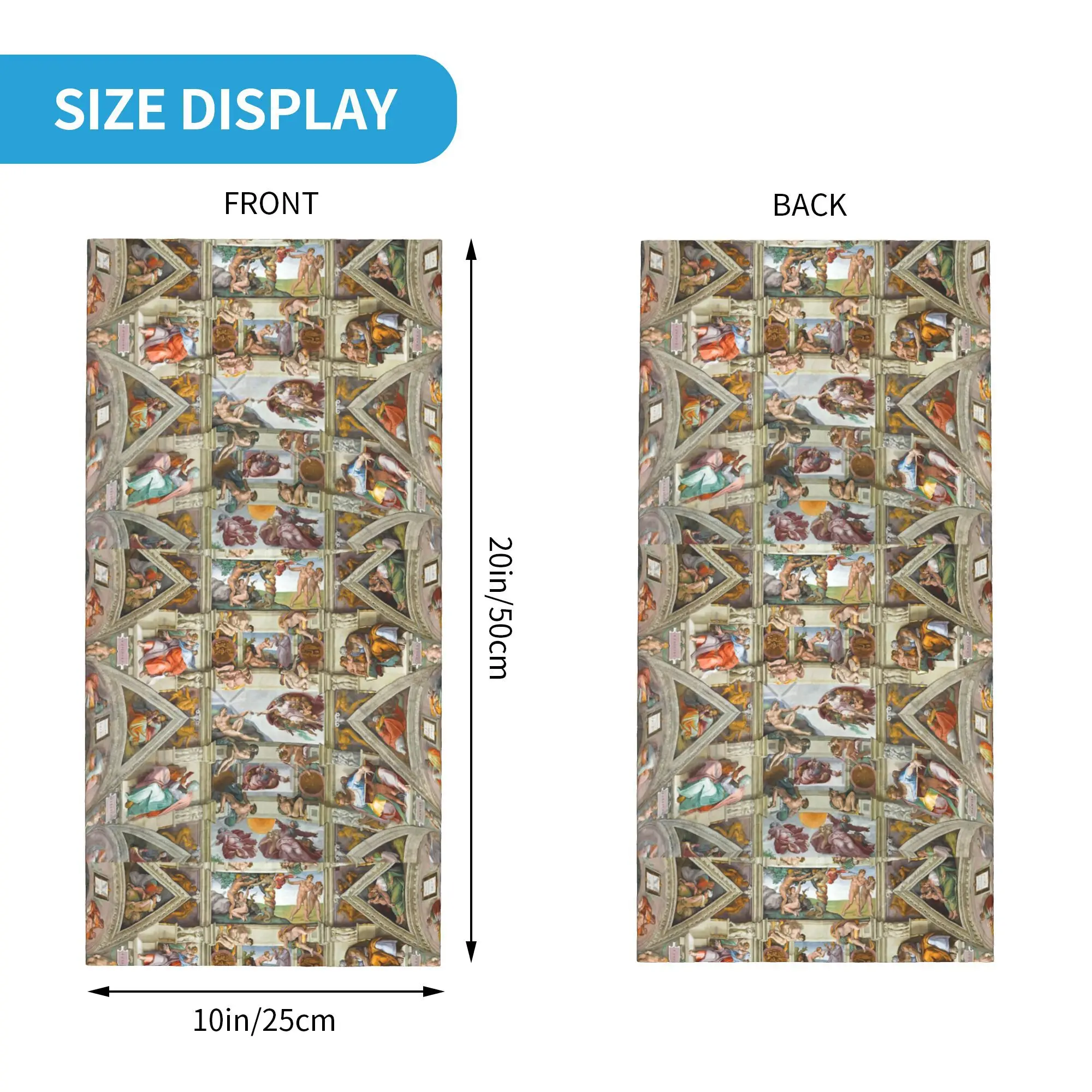 ミケランジェロ - システィーナ礼拝堂 バンダナ ネックカバー プリント マスク スカーフ 多機能 サイクリング スカーフ 乗馬用 メンズ レディース