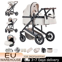 Luxurious 3 in 1 Portable Travel Baby Stroller High Landscape Aluminum Frame Foldable Pram Newborn Infant Four-Wheel Carriage