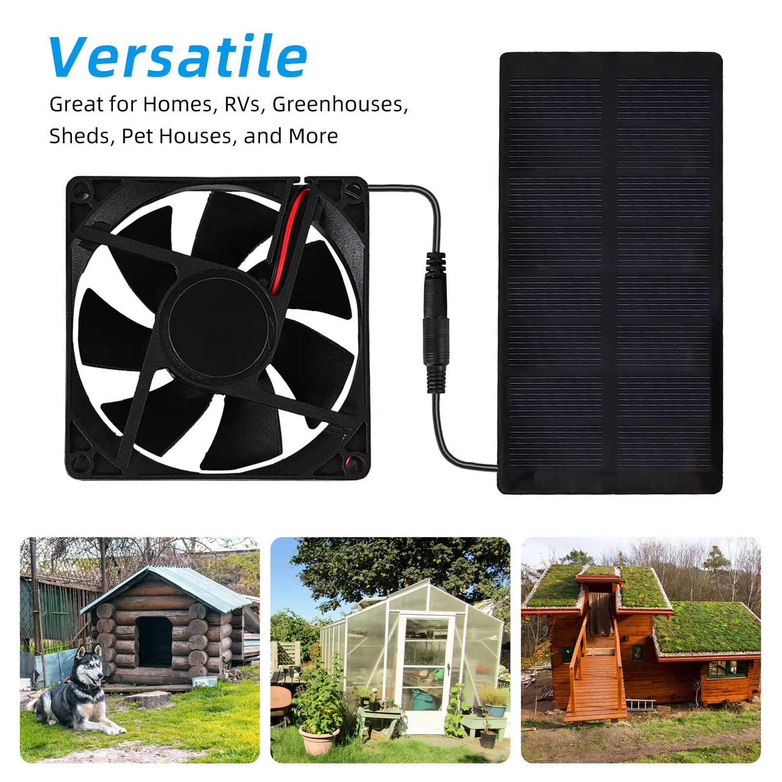 Solar Powered Fan for Outdoor Campin Small Solar Fan with Solar Panel Fan Kit 3000 RPM IP65 for Homes RVs Greenhouses Pets