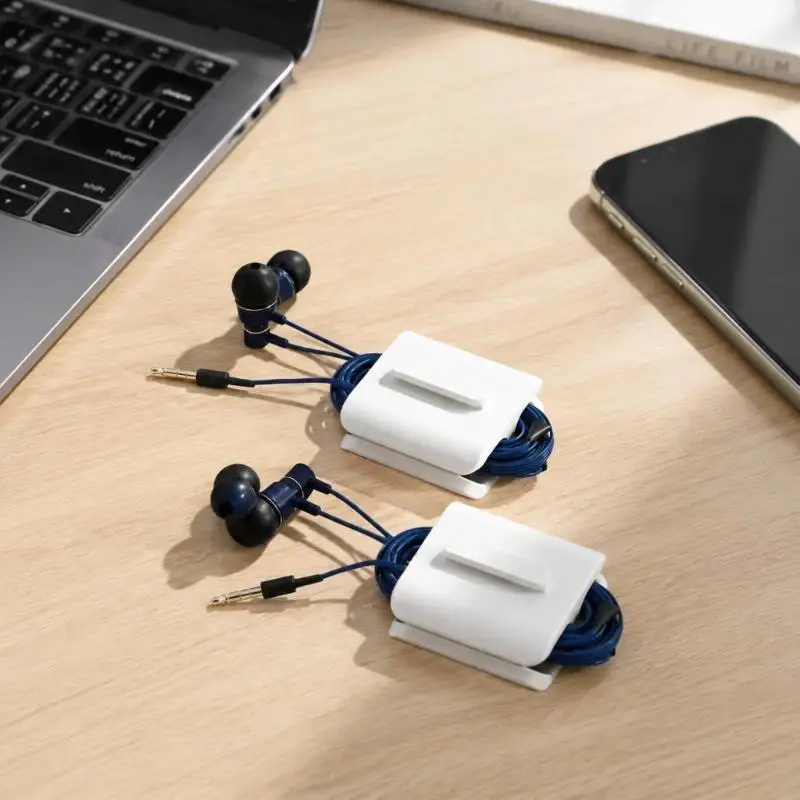 B03F Cable Wrap 2 Pack with Retaining Openings, ABS Cord Holders for Headphone Cords in Desks, Drawers, and Bags for Storage