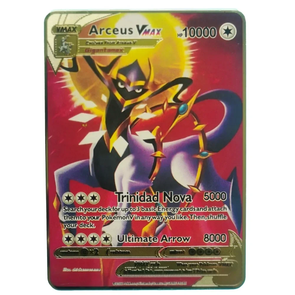 20 Style Pokemon Cards Gold Metal Pokemon Cards  English Hard Iron Cards Mewtwo Pikachu Gx Charizard Vmax Package Game Coll