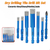 7PCS Dry Drilling Tile Drill Bit Set - For Glass, Marble, Jade & Ceramics- Built - in Cooling Wax, No - Slip Drilling