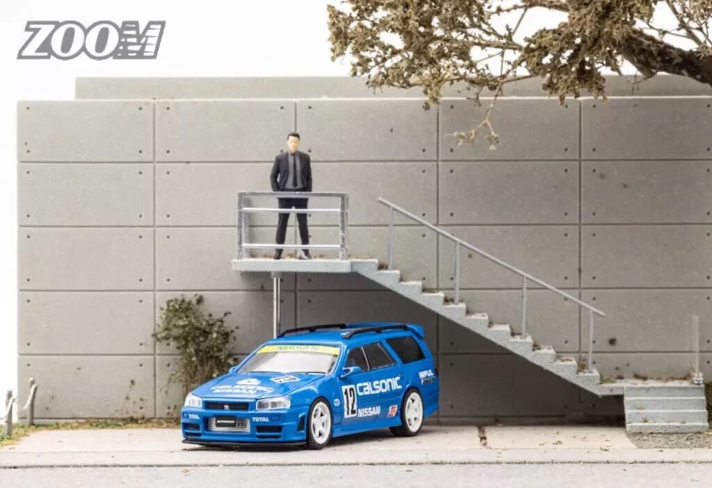 

ZOOM 1:64 JDM Blue GTR R34 Wagon Stagea Racing, литая под давлением модель автомобиля, коллекция ограниченного выпуска, игрушки для хобби, автомобиль