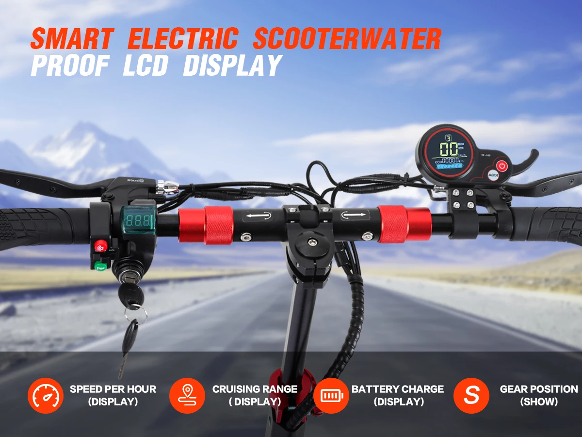 800W Portable Electrice Scooter with Seat, 10"Off-Road Vacuum Tire, 30 Miles Range,Foldable E-Scooter