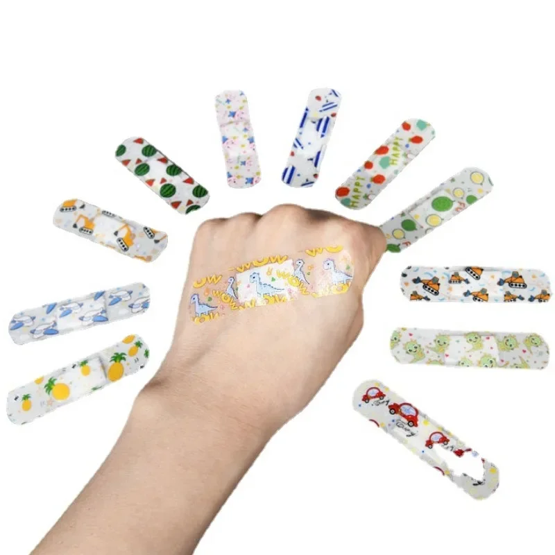 100Pcs/Set Cartoon Band Aid Kawaii Wound Dressing Patch Cute Plasters for Kids Adhesive Bandages Woundplast First Aid Plaster