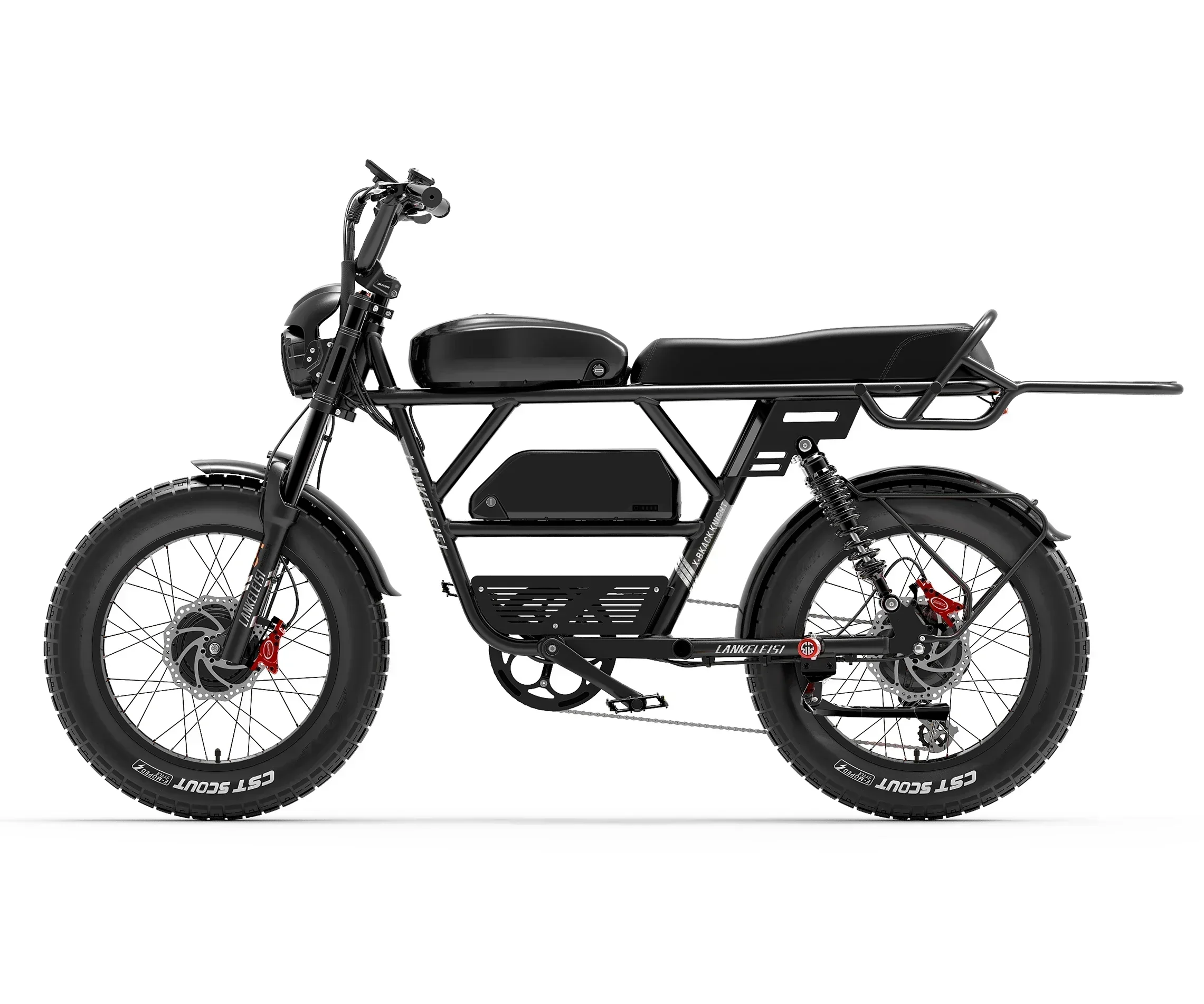 Lankeleisi X-Black Knight 2000W Dual Motor Electric Dirt Bike 48V45Ah Dual Battery Ebike 20 inch Fat Tire Mountain electric bike