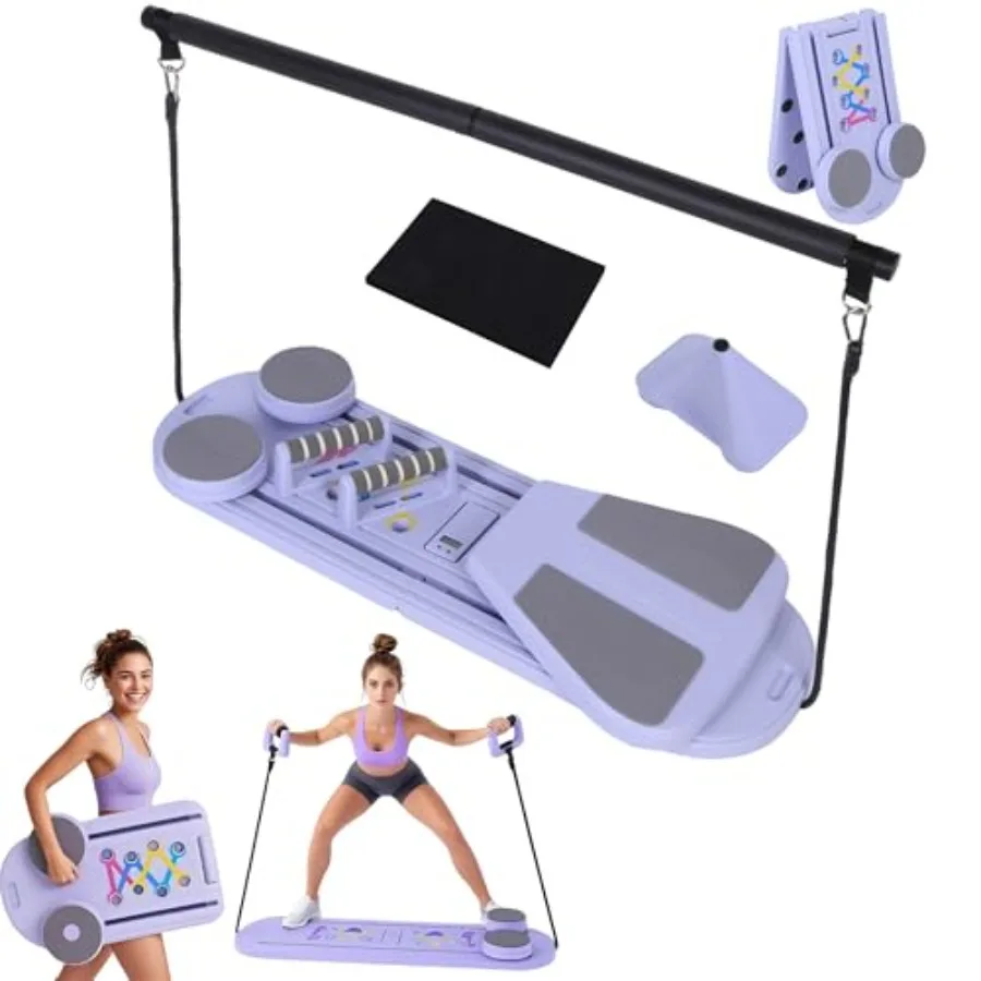 

Складная доска-реформер для пилатеса для домашних тренировок, многоцелевой портативный набор оборудования для пилатеса 6-в-1, черный, с высокой плотностью