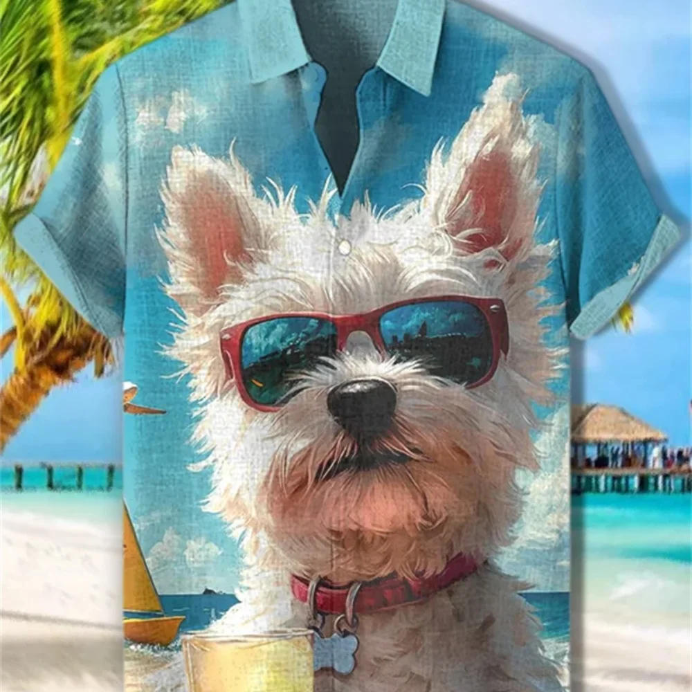 

Men's Hawaiian Beach Vacation Short Sleeve Printed Shirt Classic Lapel Street Fashion Designer Designed Linen 2025