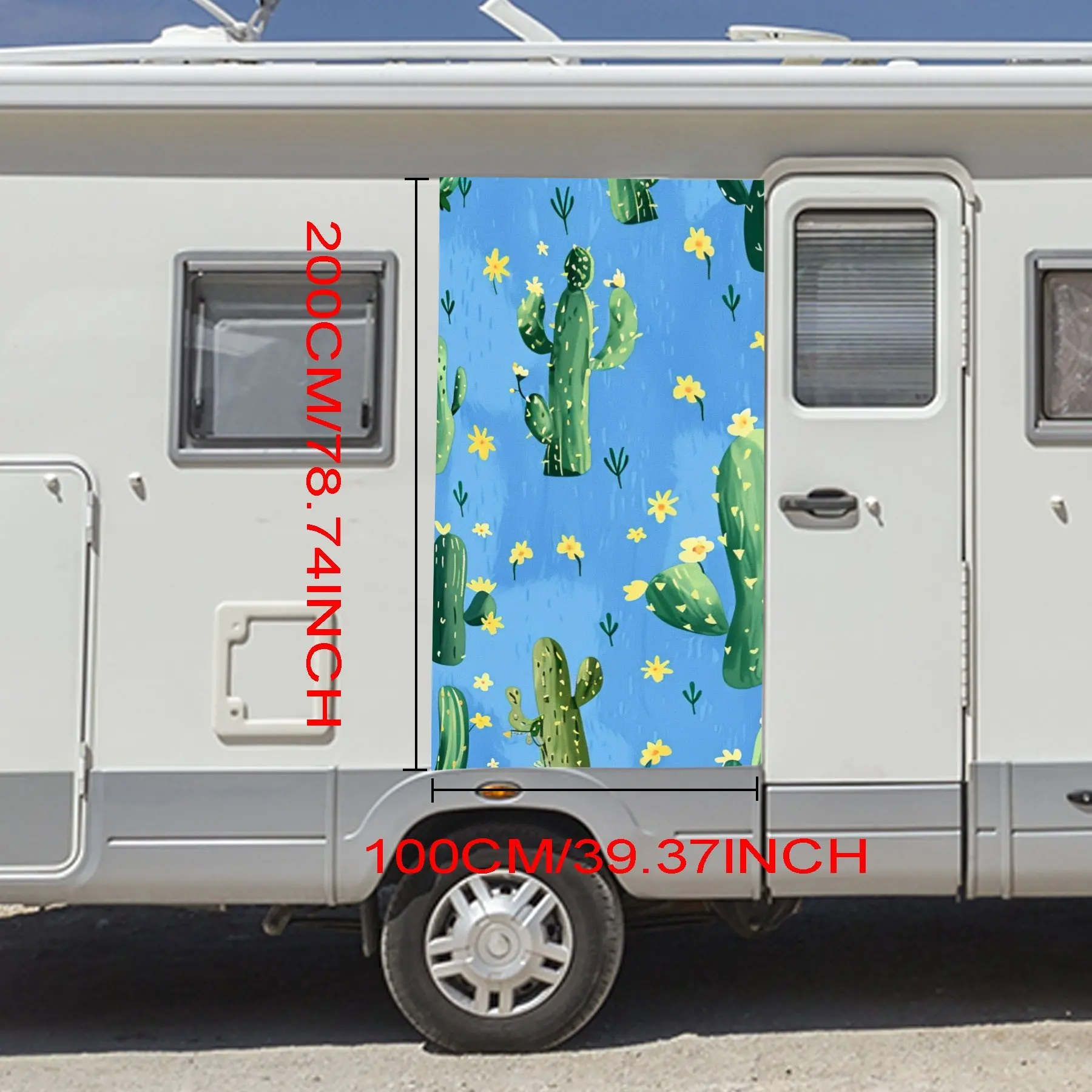 Cute Cactus Pattern Vinyl Decal for motorhome car door, Waterproof Self-Adhesive Vinyl Stickers, Decoration Protection Automotiv