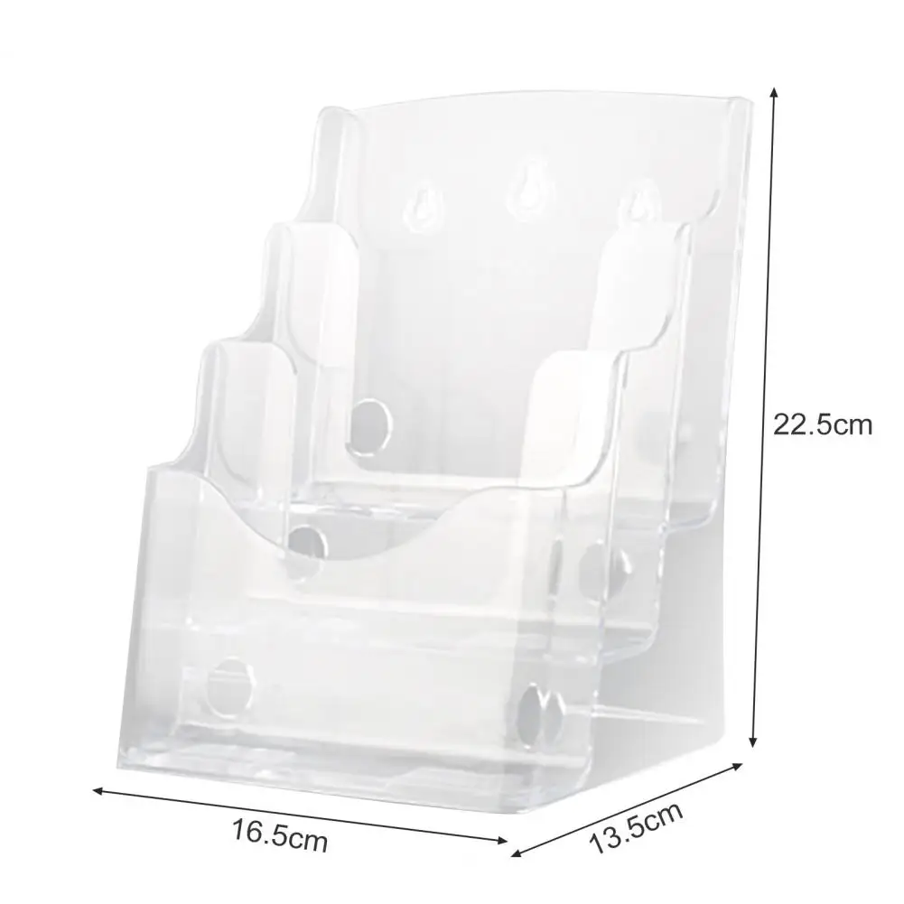 Acrylic Brochure Holder A5 Document Rack 3-tier Acrylic Brochure Holder with Divider Magazine Booklet Display Stand for Office