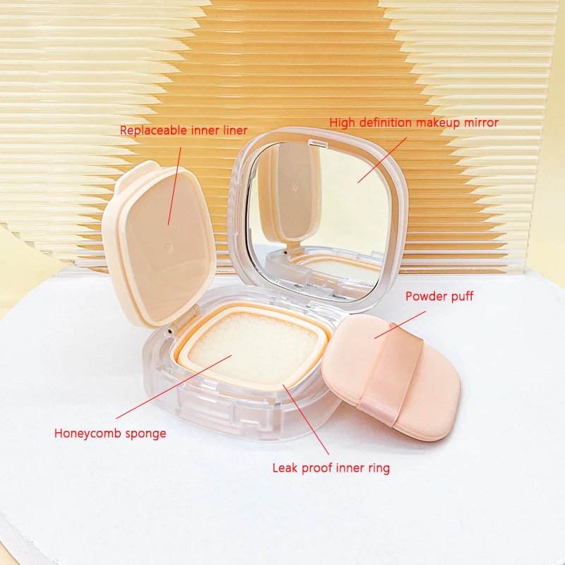 15g Portable Empty Air Cushion Box With Puff Square Cosmetic Container With Powder Sponge Mirror For BB Cream Foundation
