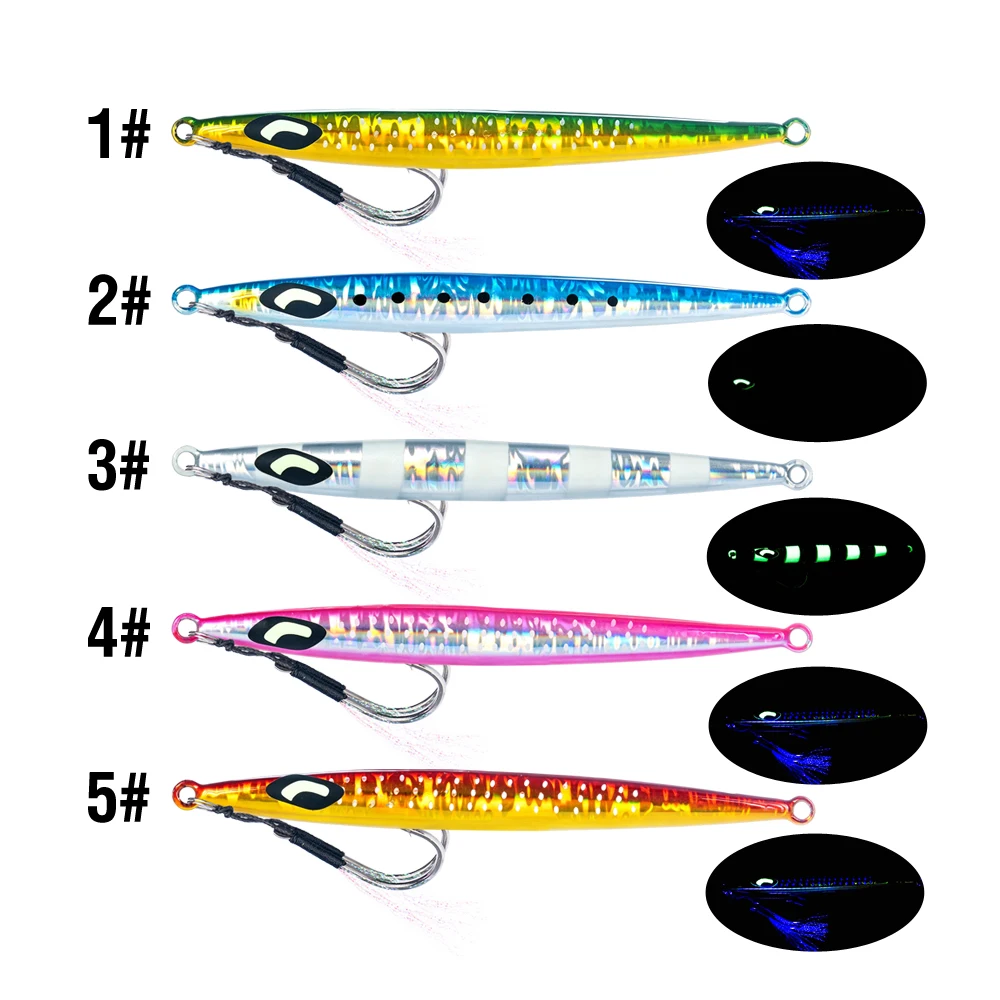 1 Stück Metall-Jig-Angelköder 30g-90g Leuchtender Halbmond-Augenköder Künstlicher Hartköder für Tenggiri Barracuda Meeresfischerei – Detail 2