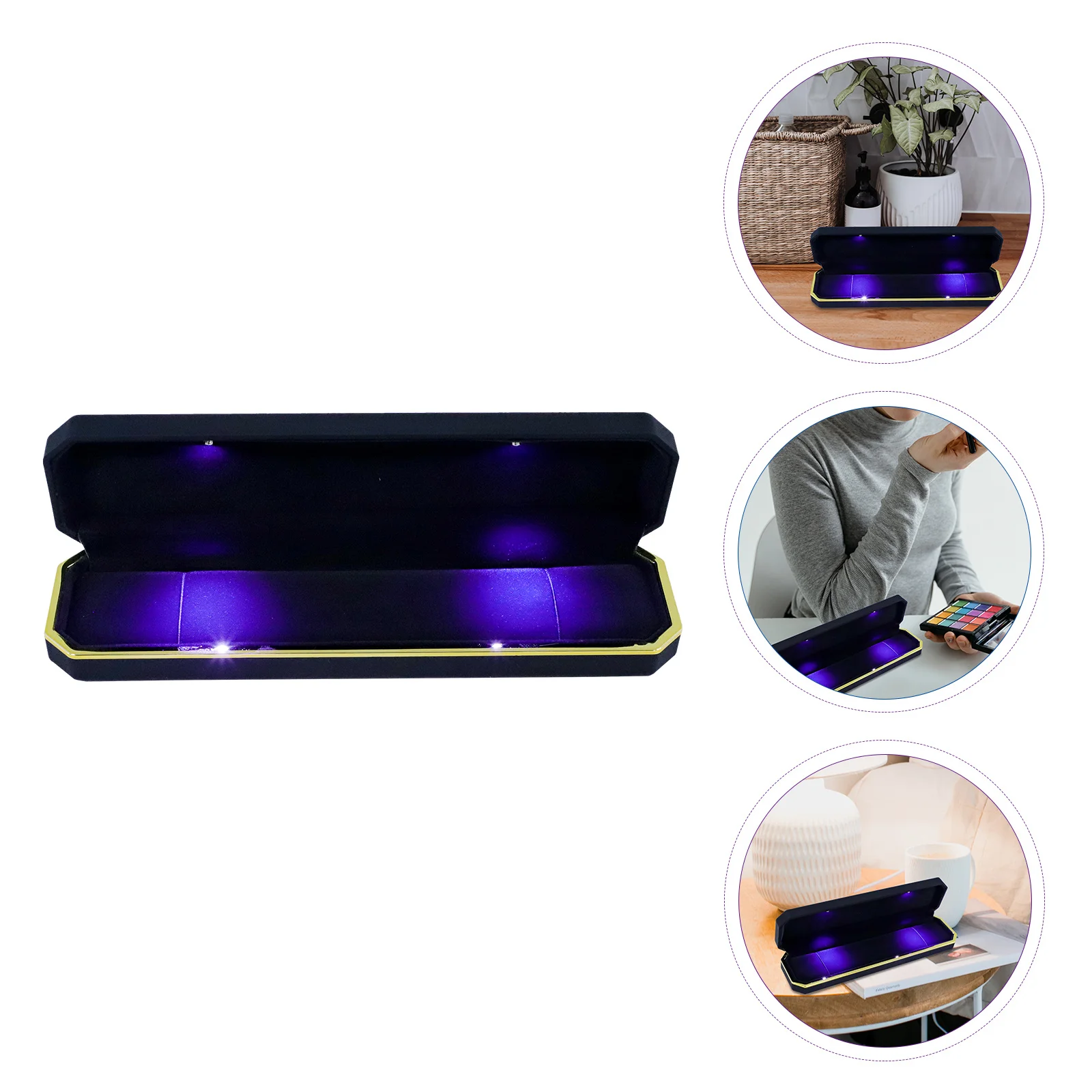 

Креативная коробка для ожерелья, контейнер со светодиодной подсветкой, тонкая работа, закругленные края, защищают украшения от царапин, пыли