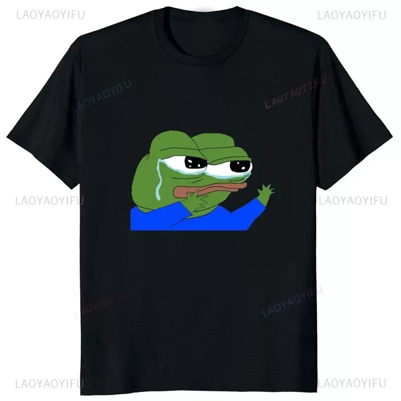 Funny Cartoon Pepe Frog Graphic T Shirt Unisex Short Sleeve Harajuku Tshirt Summer Casual Black Cotton T Shirt Streewear Tees