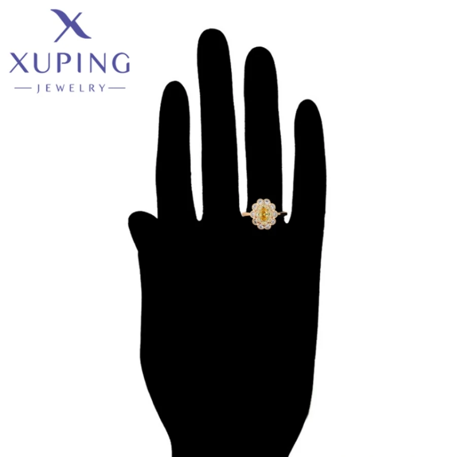 Xuping Jewelry New Arrival Trendy Exquisite Simple Zircon Gold Color Rings for Women Wedding Birthday Girl Party Gift X000448838