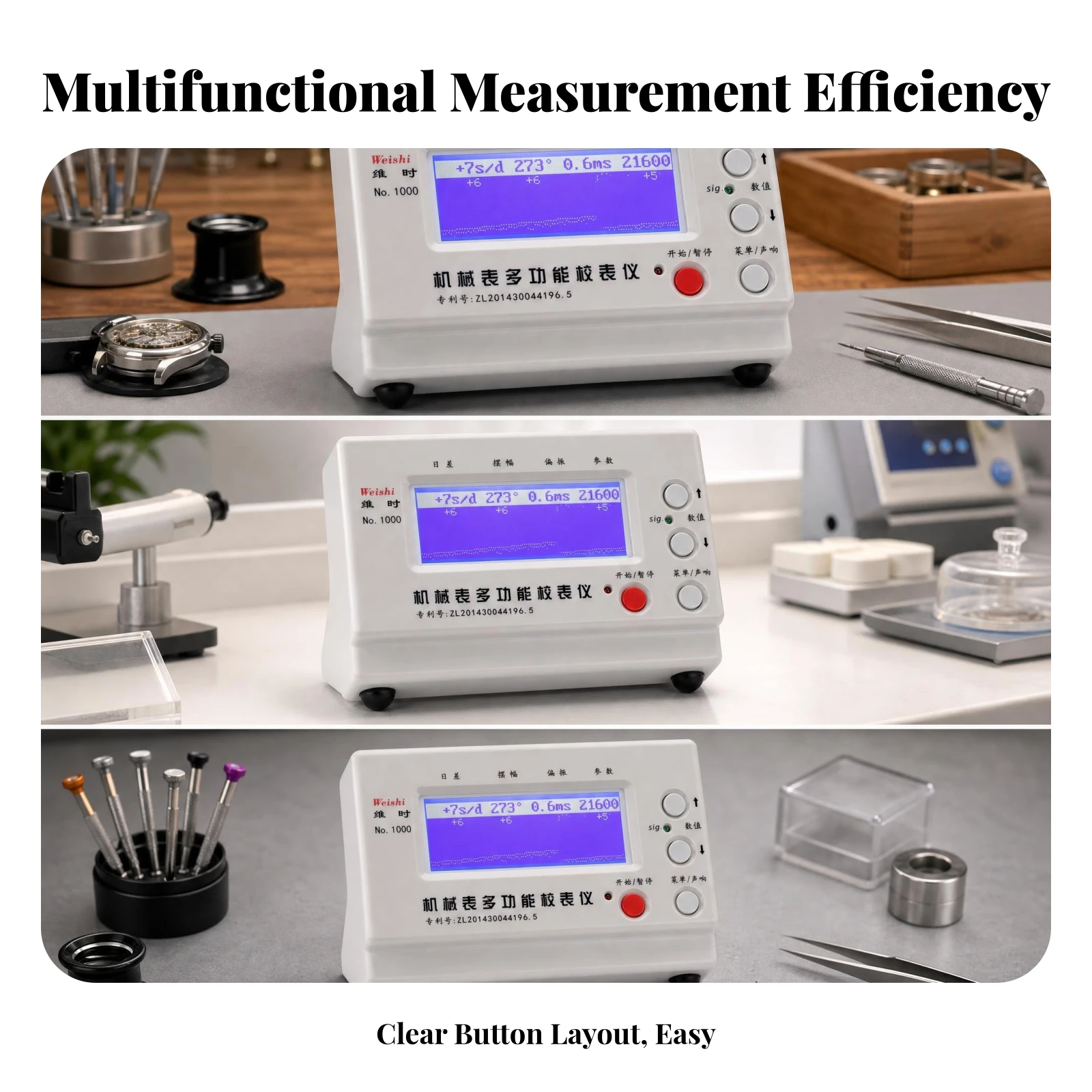 

Rectangular Body Indicator Light Mechanical Watch Timegrapher Watch Rate Tester Front Buttons for Watchmakers