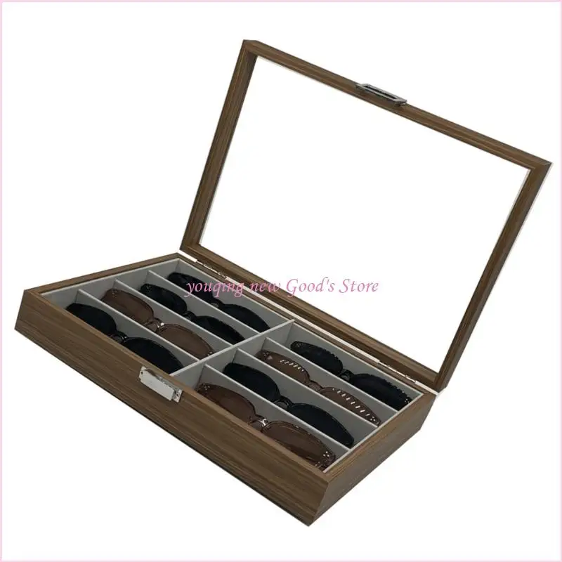 57QA High-End-Sonnenbrillen-Organizer-Schrank, Holzkonstruktion mit transparenter Oberseite – Detail 1