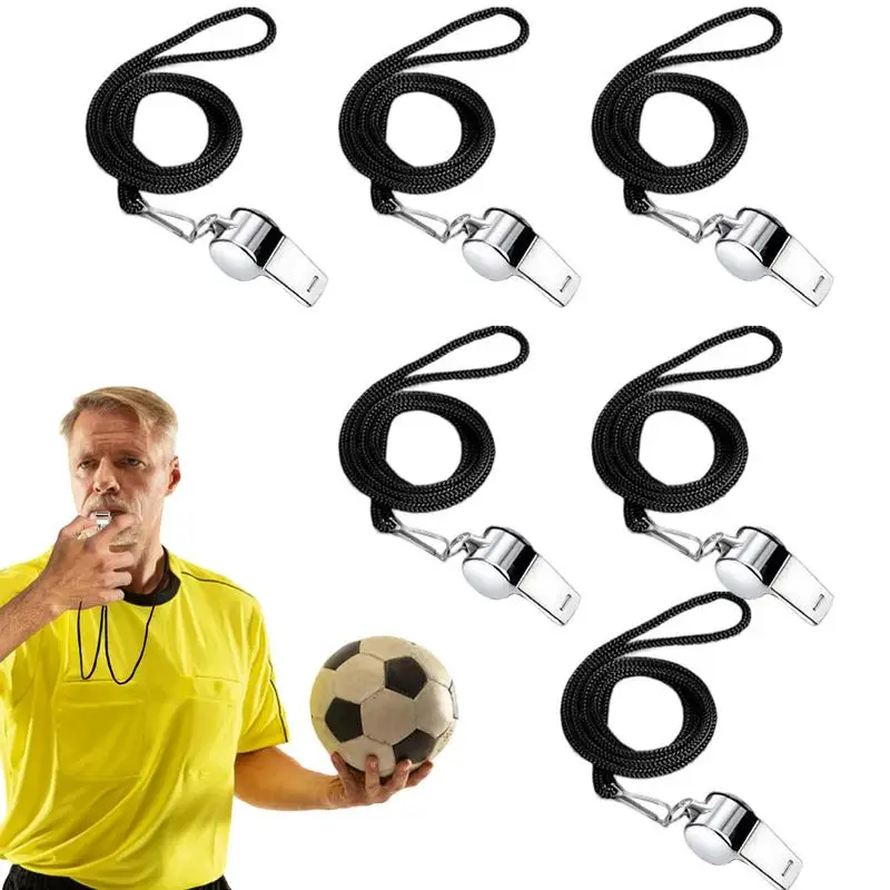 

6PCS Professional Coaches Whistle Sports Football Basketball Referee Training Whistle Sports Whistle With Lanyard Survival Tool