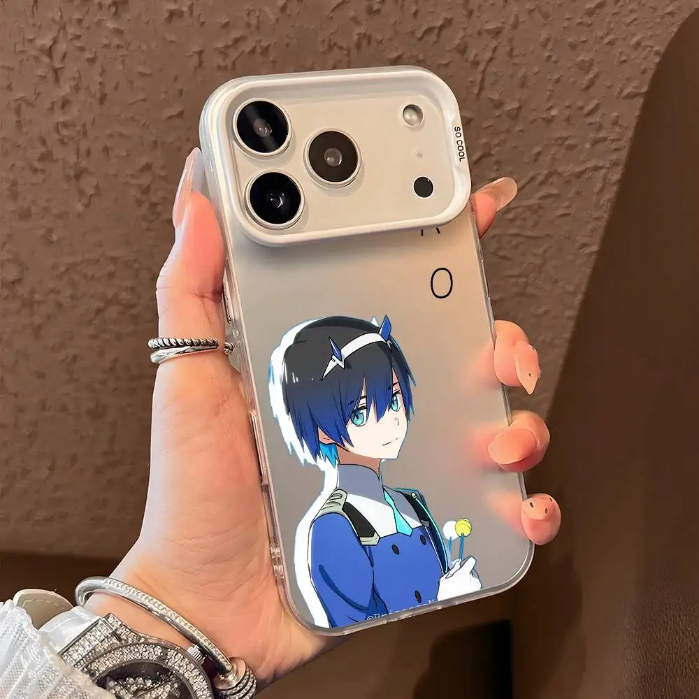 Anime d-darling no franxxs caso de telefone para iphone 17 16 15 14 13 12 11 pro max ar multicolorido fosco laser aurora funda