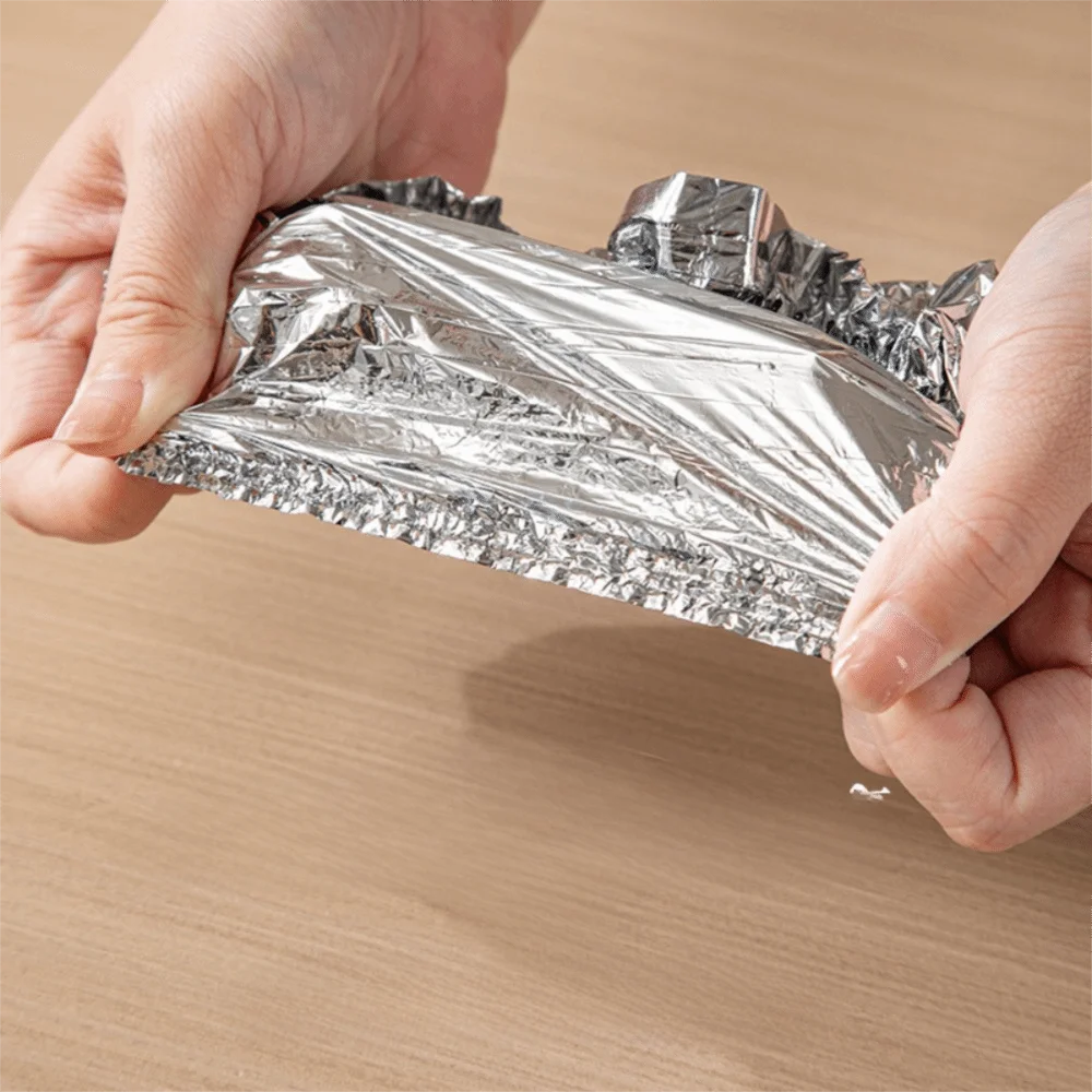 

100Pcs Reusable Aluminum Foil Bowl Cover Extendable Silver Food Insulation Cover Universal Elastic Band Fresh-keeping Cover