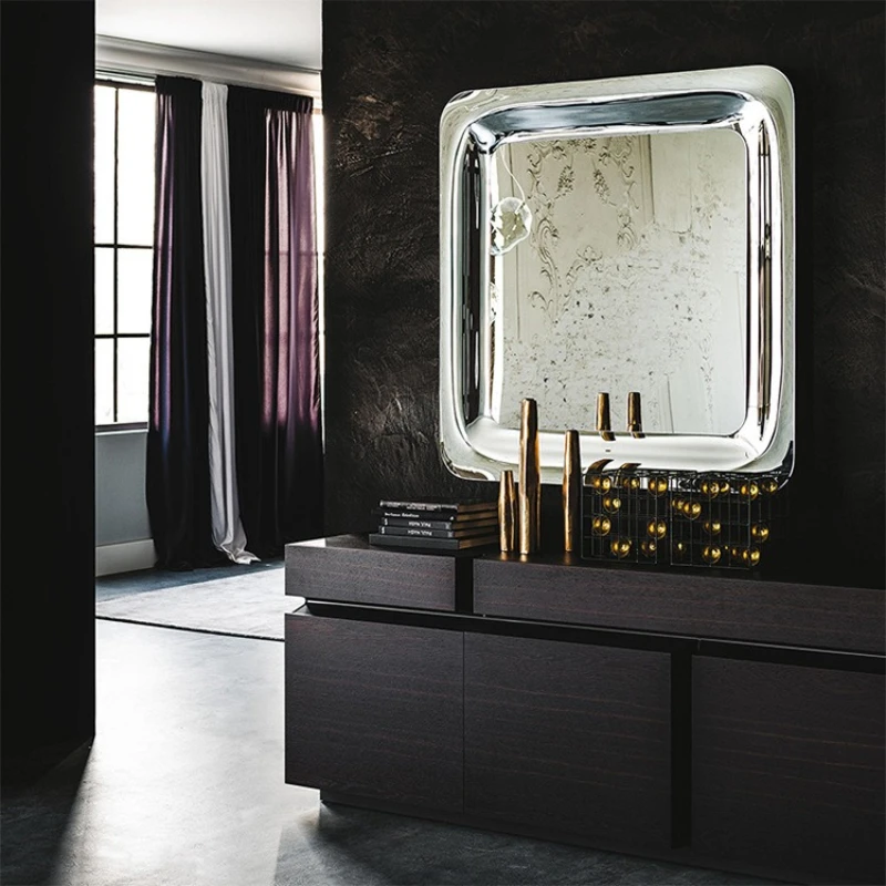 Hotel living room creative stainless steel sugar cube mirror wall-mounted mirror full-length mirror floor-to-ceiling full-body