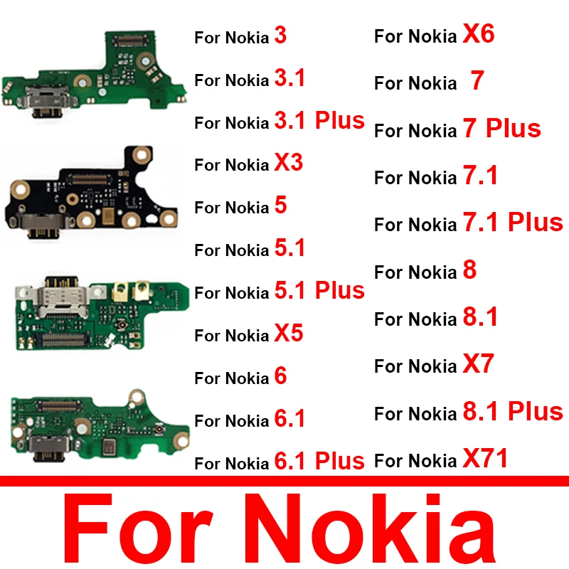 Charger USB Jack Board  For Nokia 3.1 5.1 6.1 7 7.1 8.1 Plus 3 5 6 8 8.1 X3 X5 X6 X7 X71 2017 Charging USB Board Module Repair