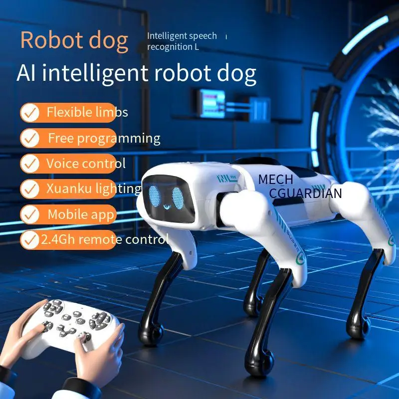 Yingjia 18013 Perro robótico inteligente RC, modelo biónico con control de voz, juguete eléctrico interactivo para niños, mudanzas y ladridos realistas
