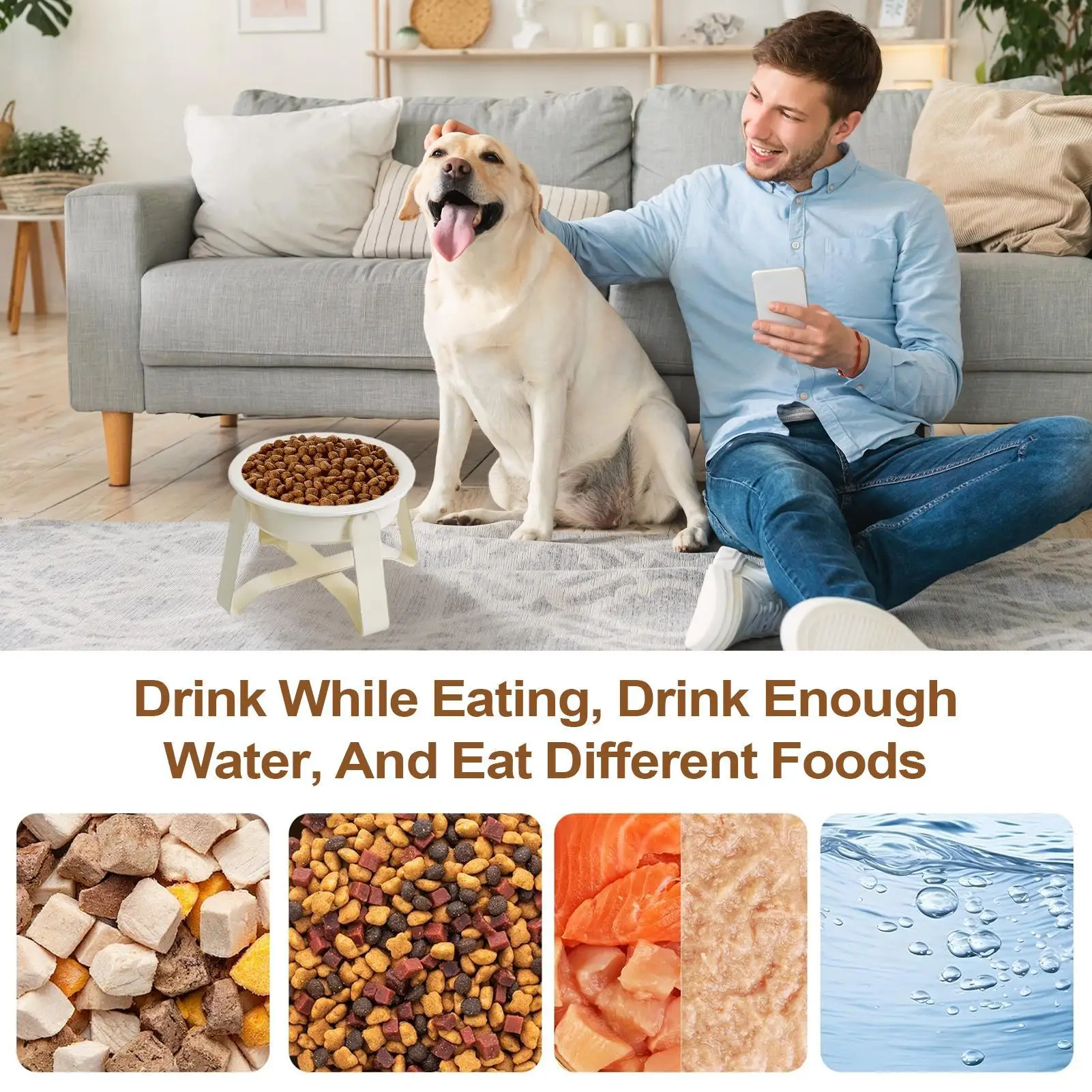 

Миска для медленного кормления кошек, нескользящая керамическая посуда для животных с подставкой, миска для медленного кормления щенков, для средних питомцев, для еды и воды, стоячая миска для животных