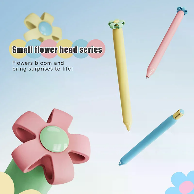 

1/4 шт., креативная маленькая кнопка в форме цветка, 0,5 мм, черная ручка для викторины/подарочная ручка/канцелярские принадлежности/ручка для подписи
