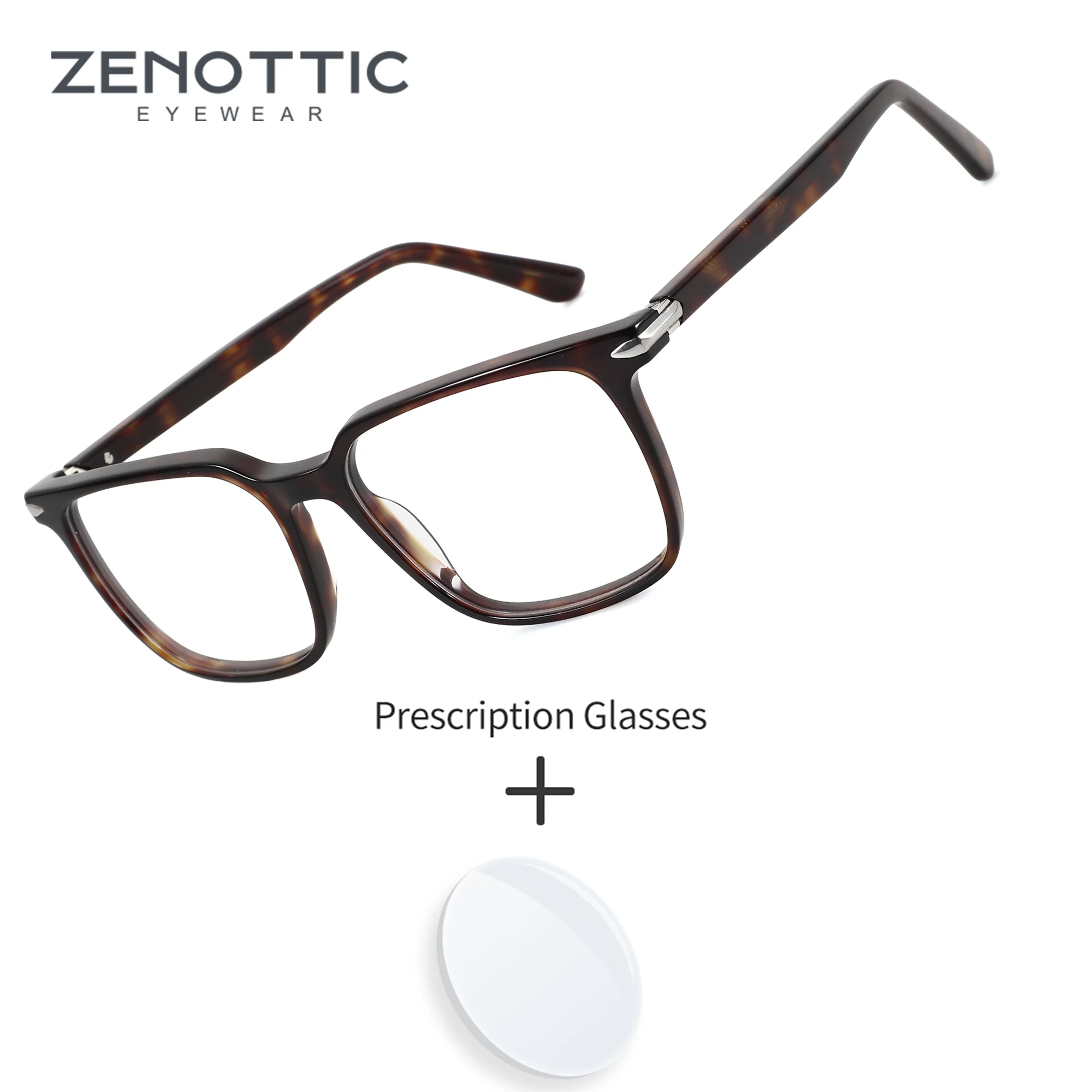 ZENOTTIC S Size Square Acetate For Male Prescription Glasses Multifocal Photochromic Blue Light Blocking Casual Eyewear
