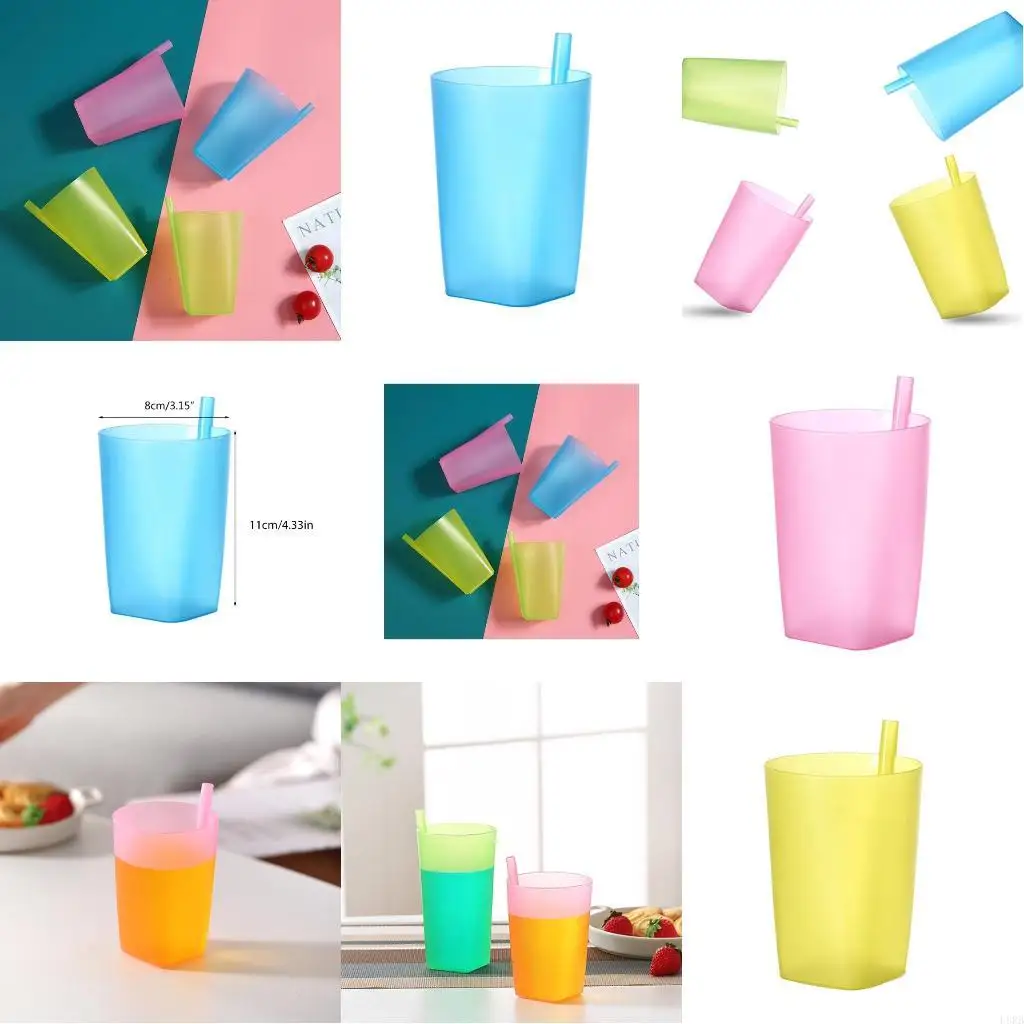 

Candy Color Sippy Cups Water Practical Large Capacity Straw Cups for Children Kids Gift L8RB
