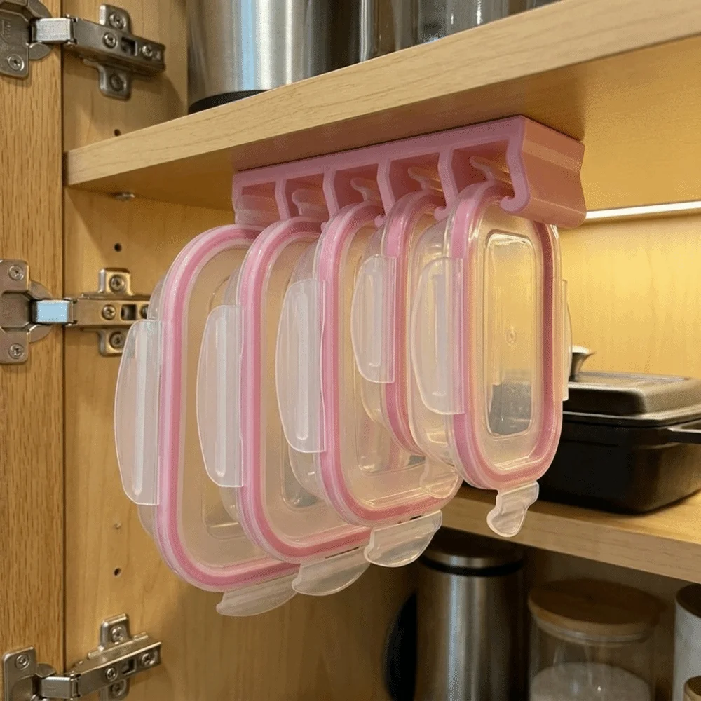 3D Printing Crisper Lid Storage Rack Wall Mounted Space Saving Box Lid Storage Rack Mold Resistant with 5-slot Partition